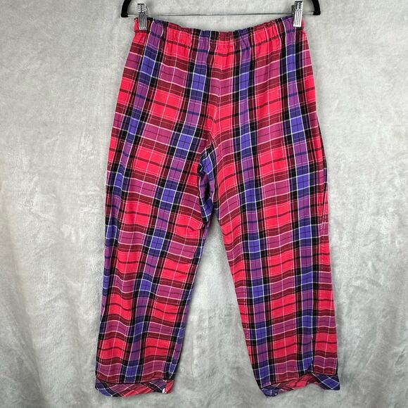 Victorias Secret Pajama Set Women Small Red Metallic Plaid Flannel Pants Holiday - Picture 12 of 16